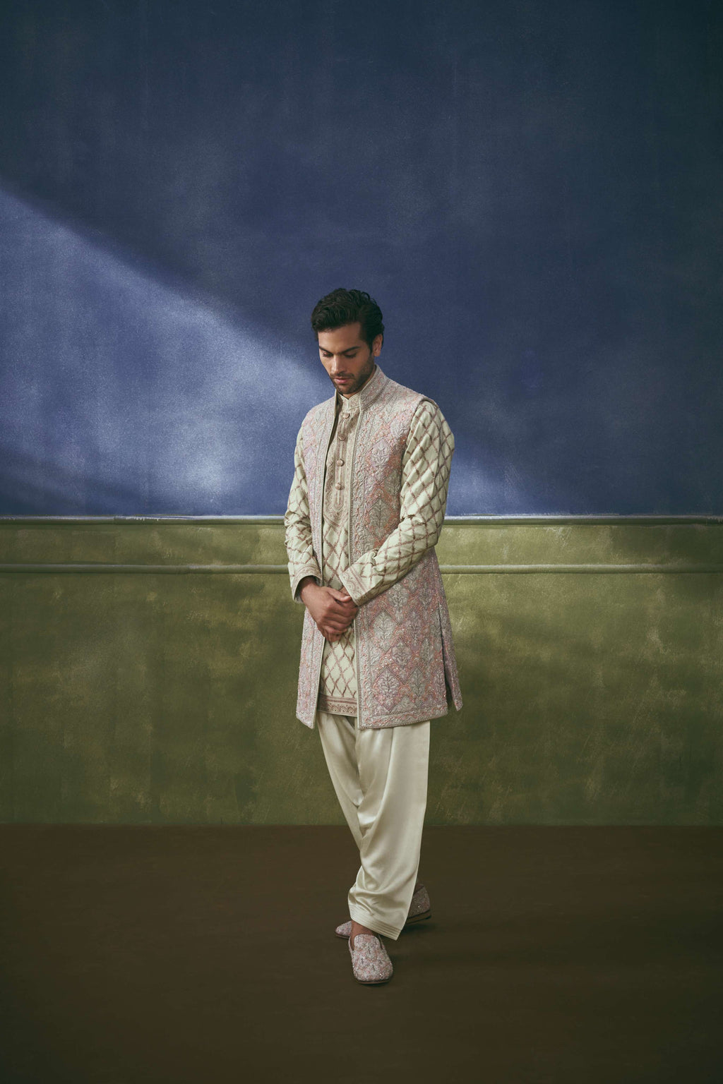 Pistachio Bloom Embellished Jawahar Jacket Set