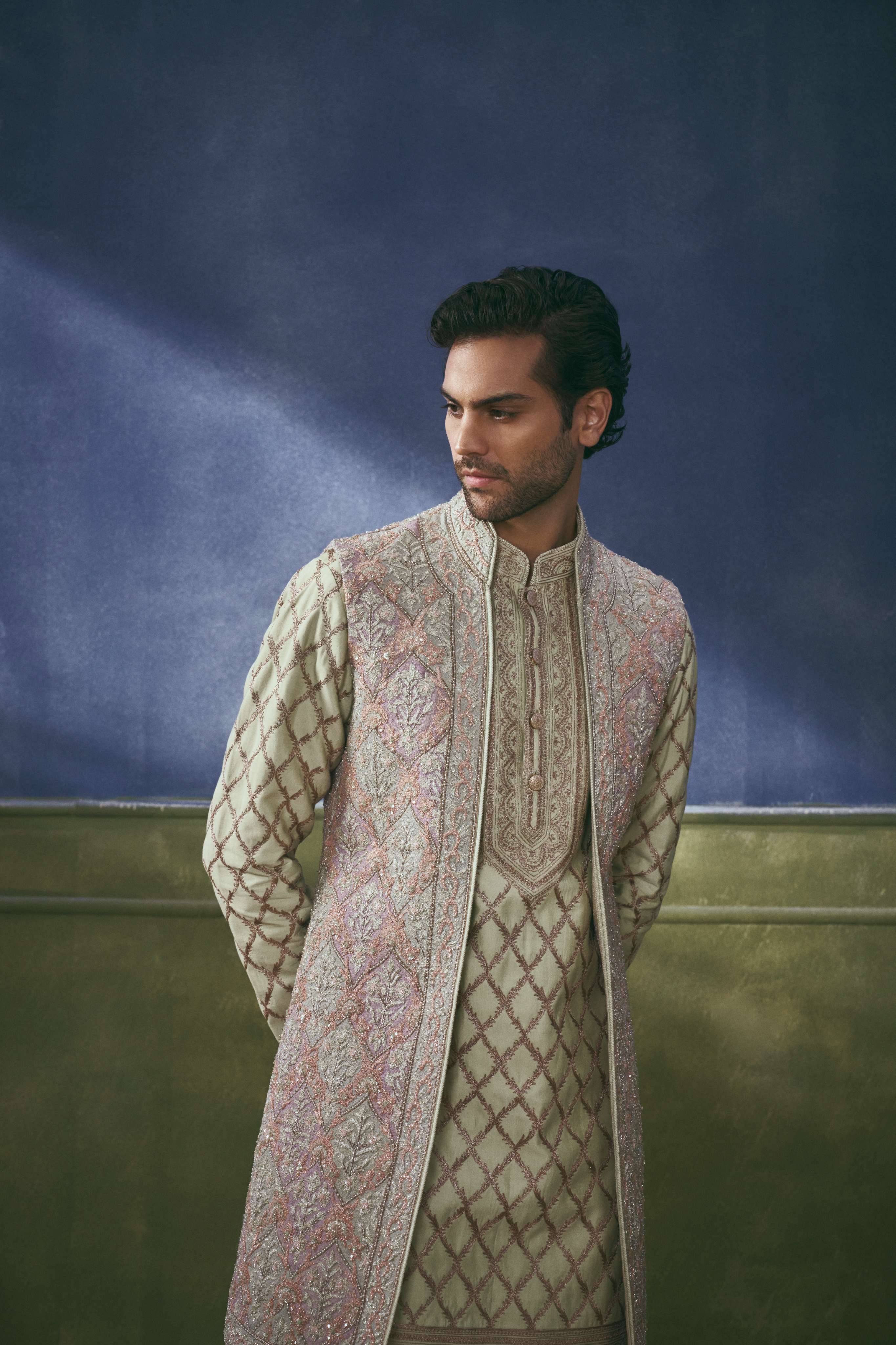Pistachio Bloom Embellished Jawahar Jacket Set