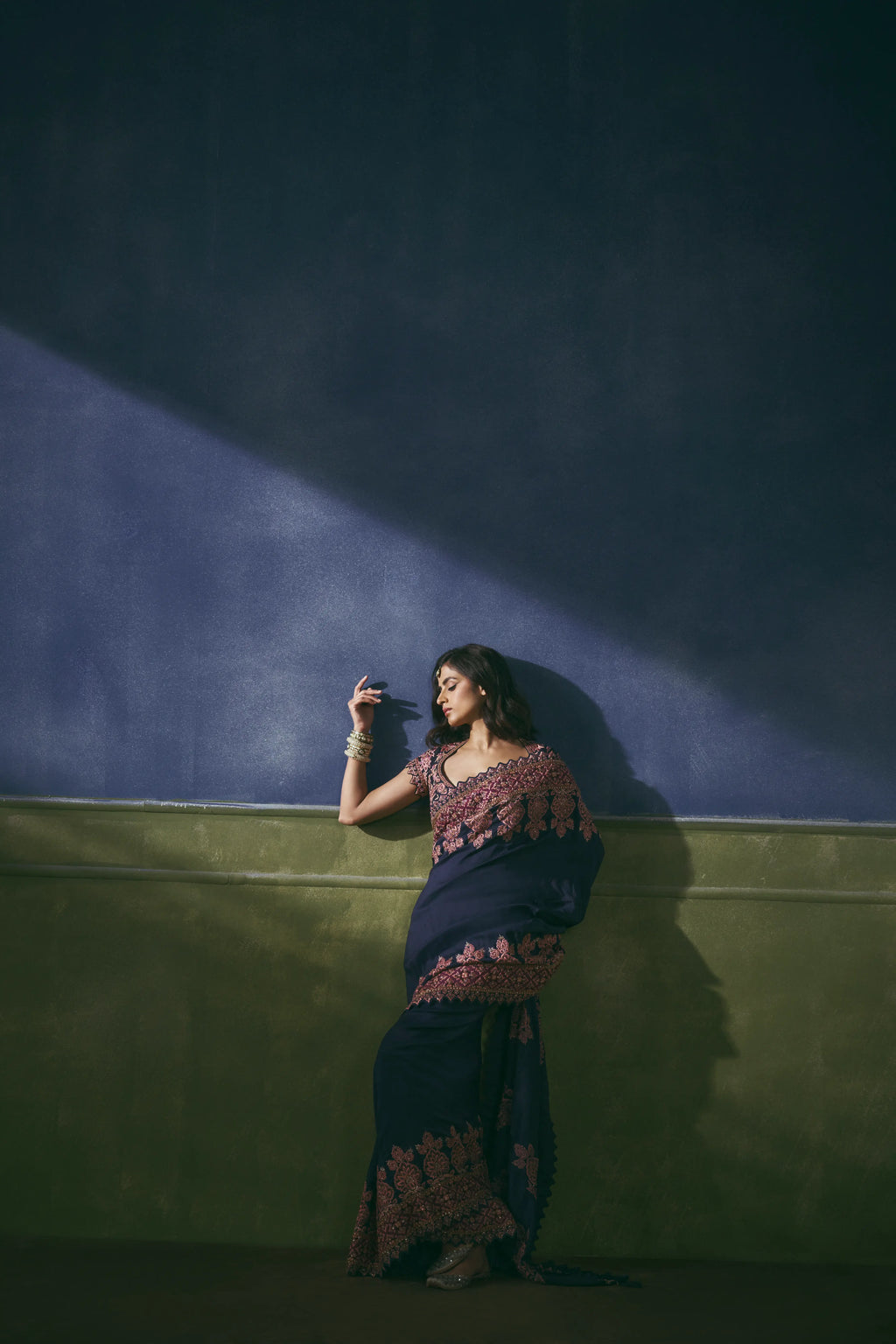 Nocturne Garden Embroidered Saree
