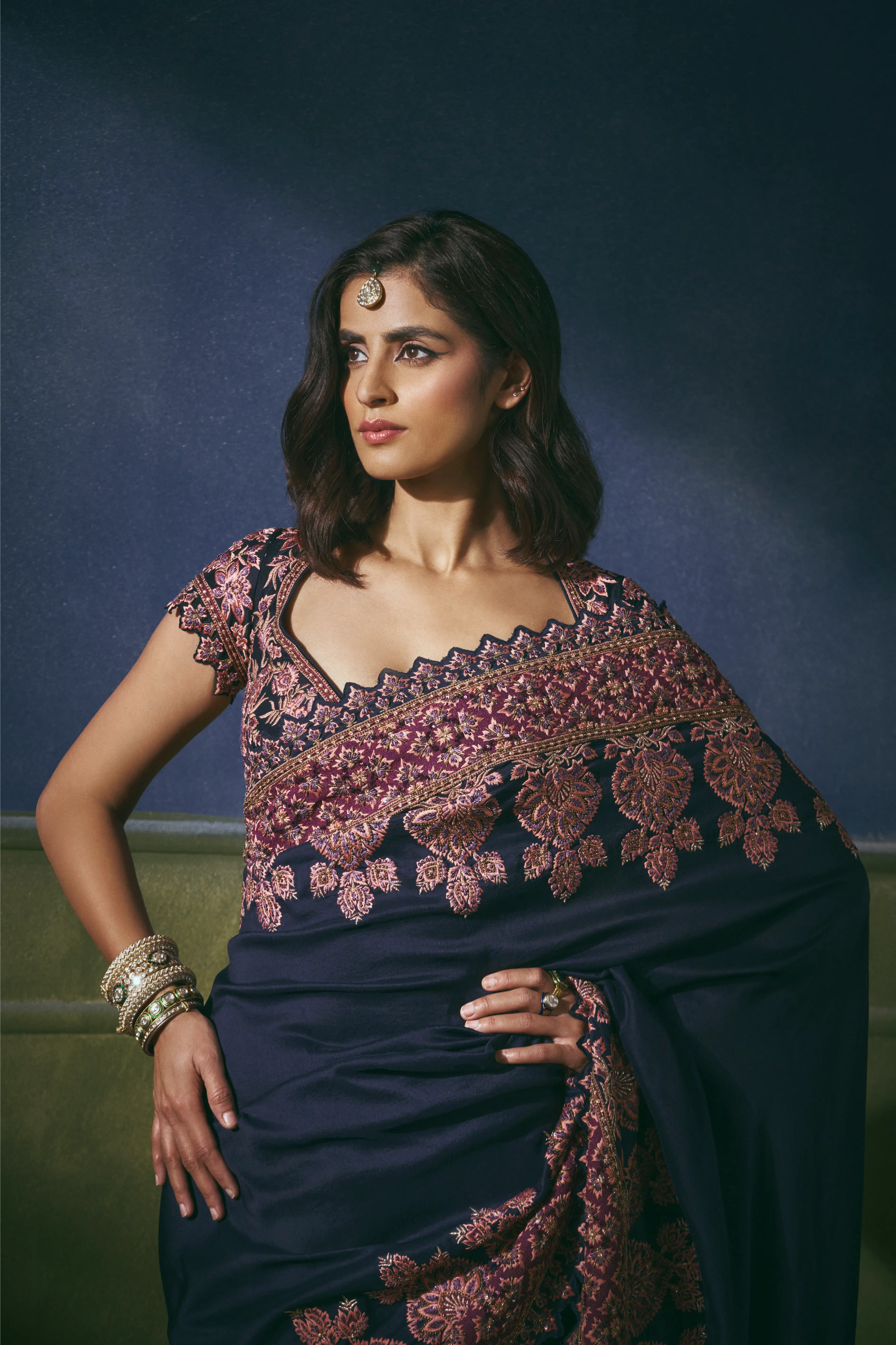 Nocturne Garden Embroidered Saree