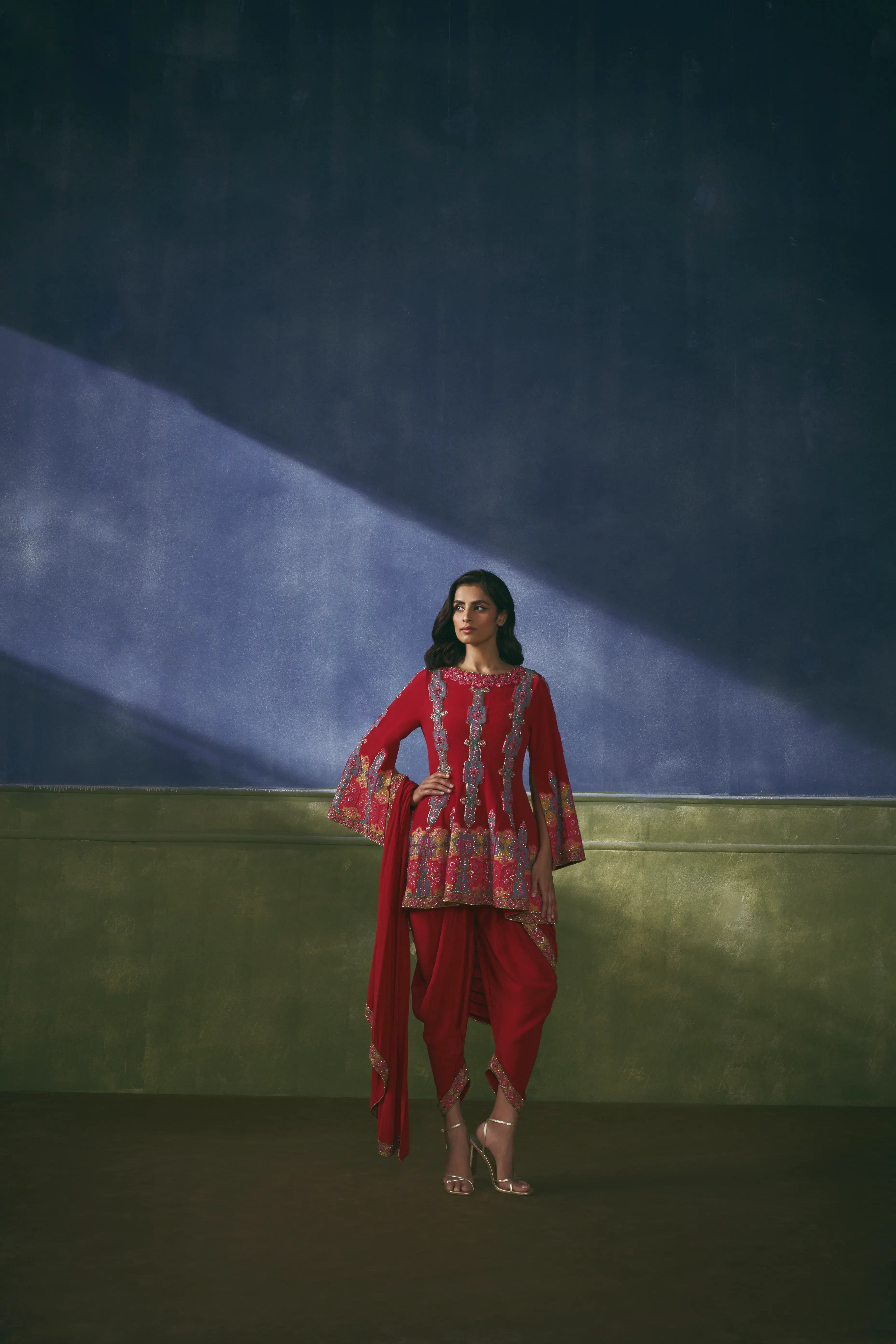 Embroidered Short Anarkali With Tulip