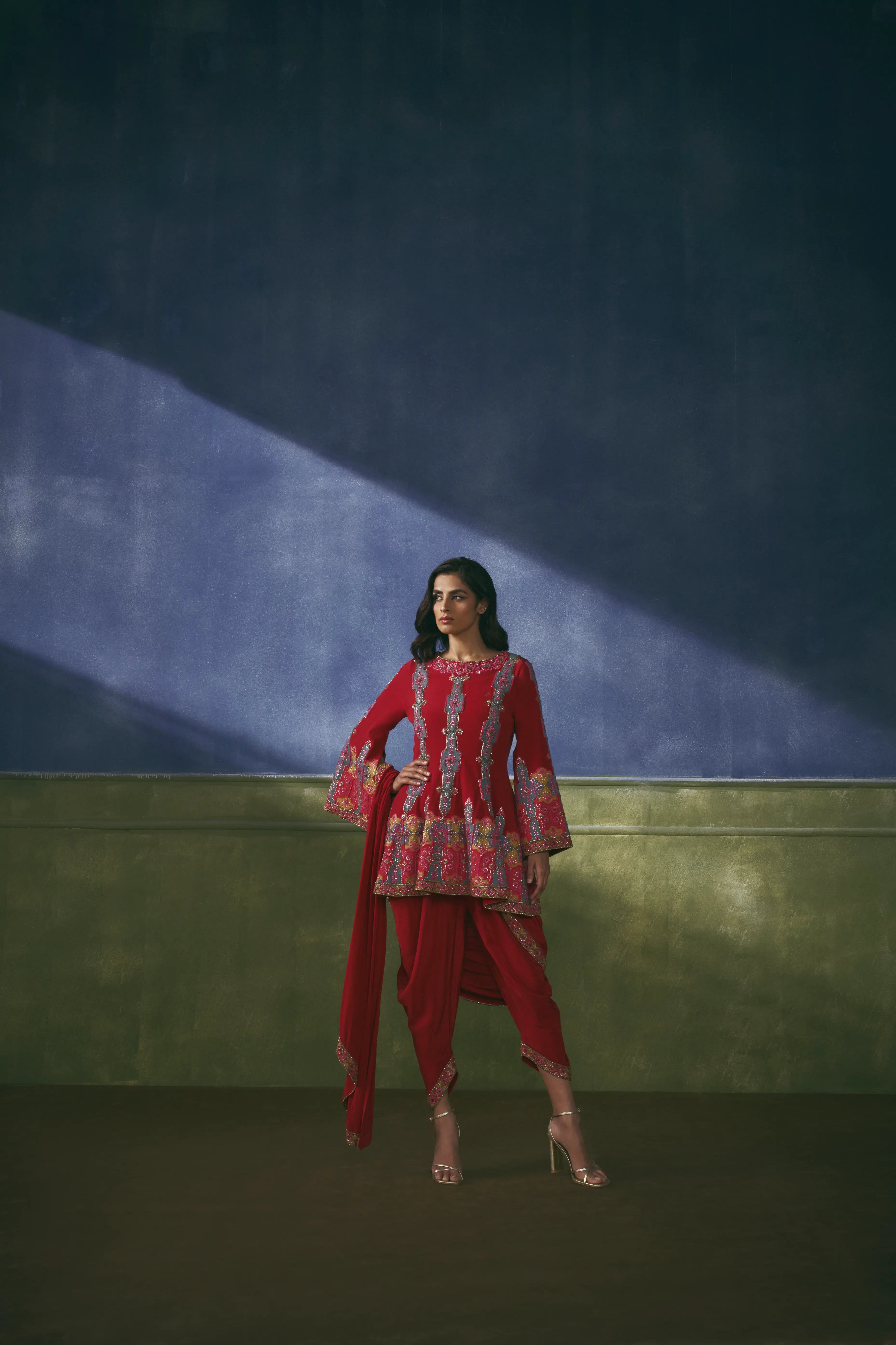 Embroidered Short Anarkali With Tulip