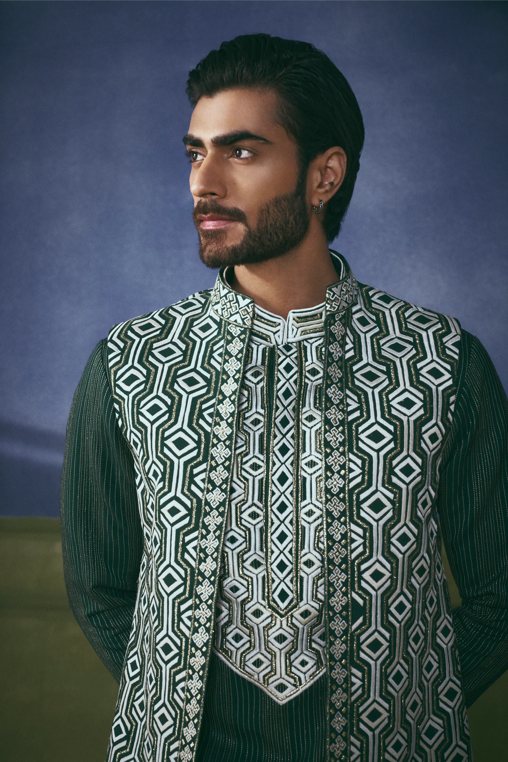 Sheesh Mahal Emerald Jawahar Jacket Set