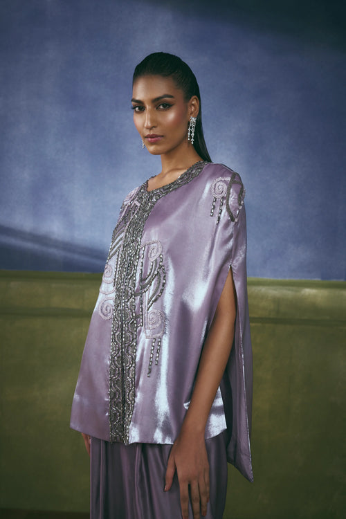 Amethyst Plastron Cape Set – Achin Bindlish – view 2