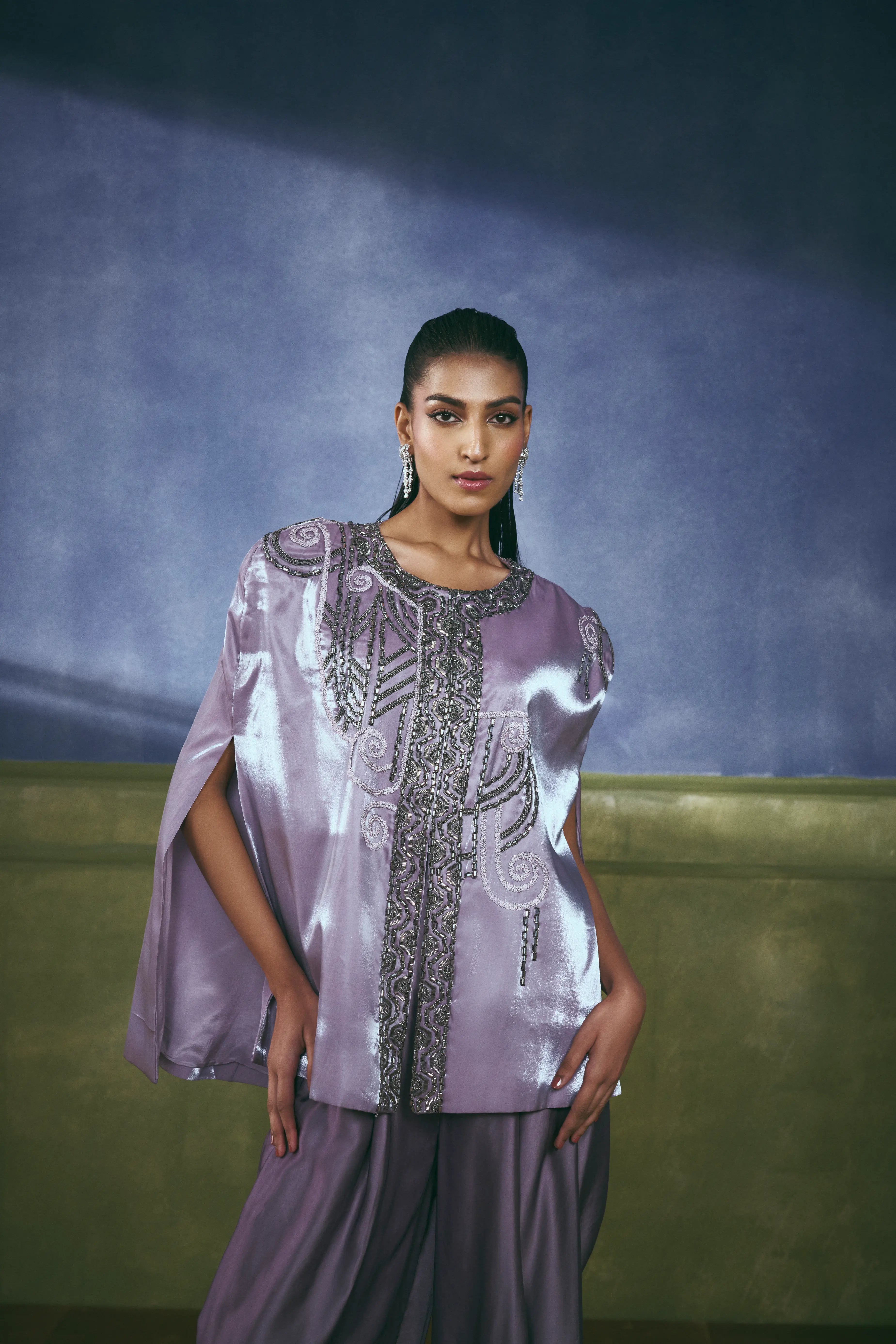Amethyst Plastron Cape Set – Achin Bindlish Amethyst Plastron Cape Set – Achin Bindlish
