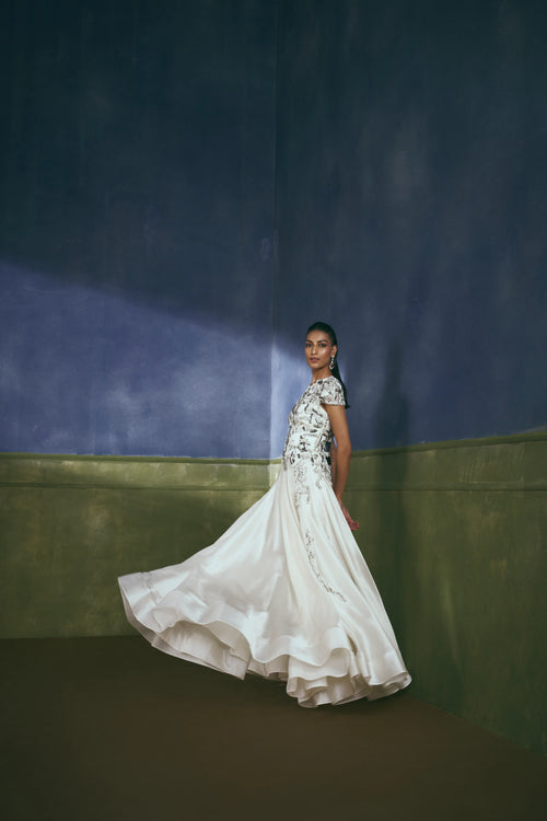Argent Cascade Gown – Achin Bindlish – view 2