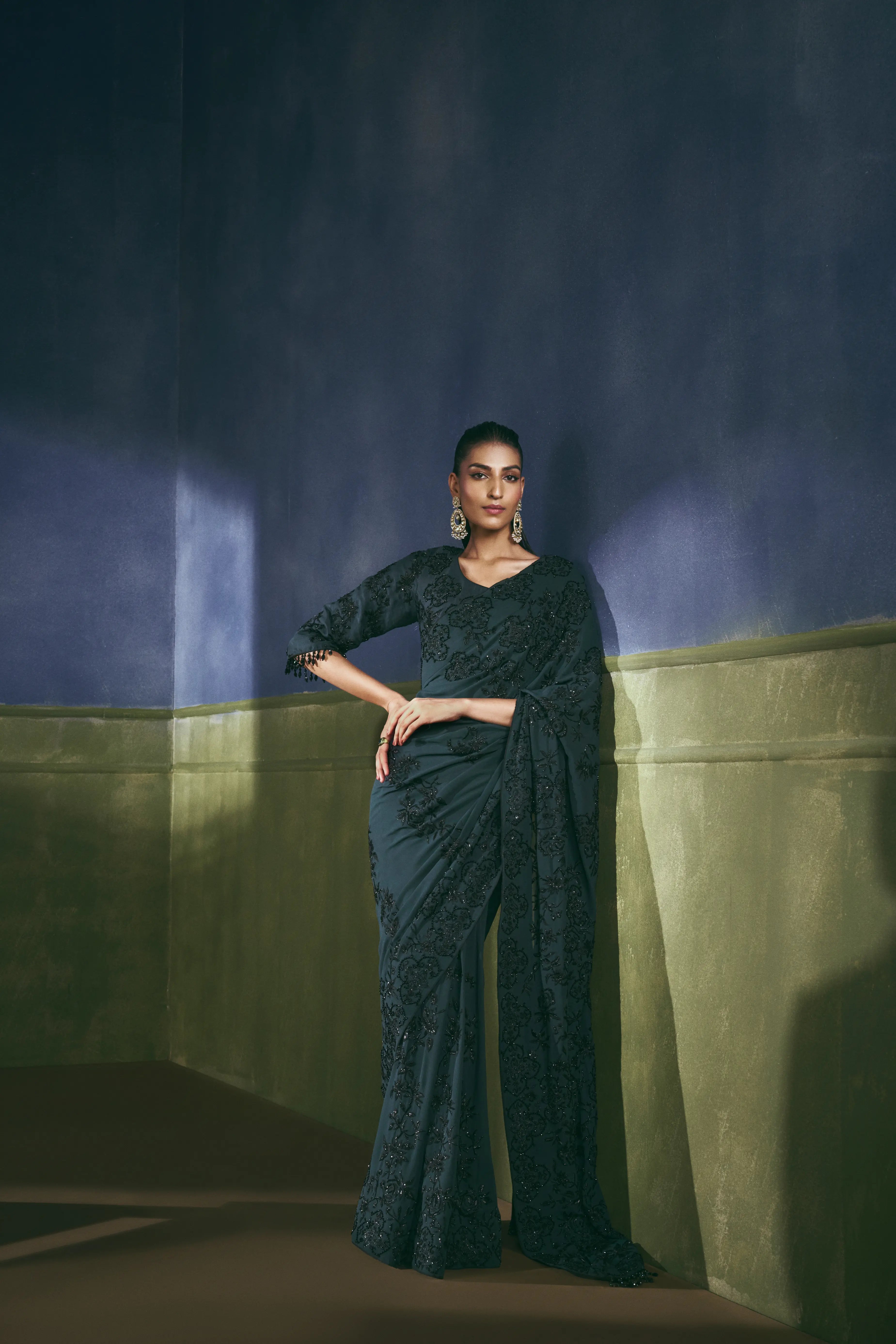 Obsidian Bloom Saree