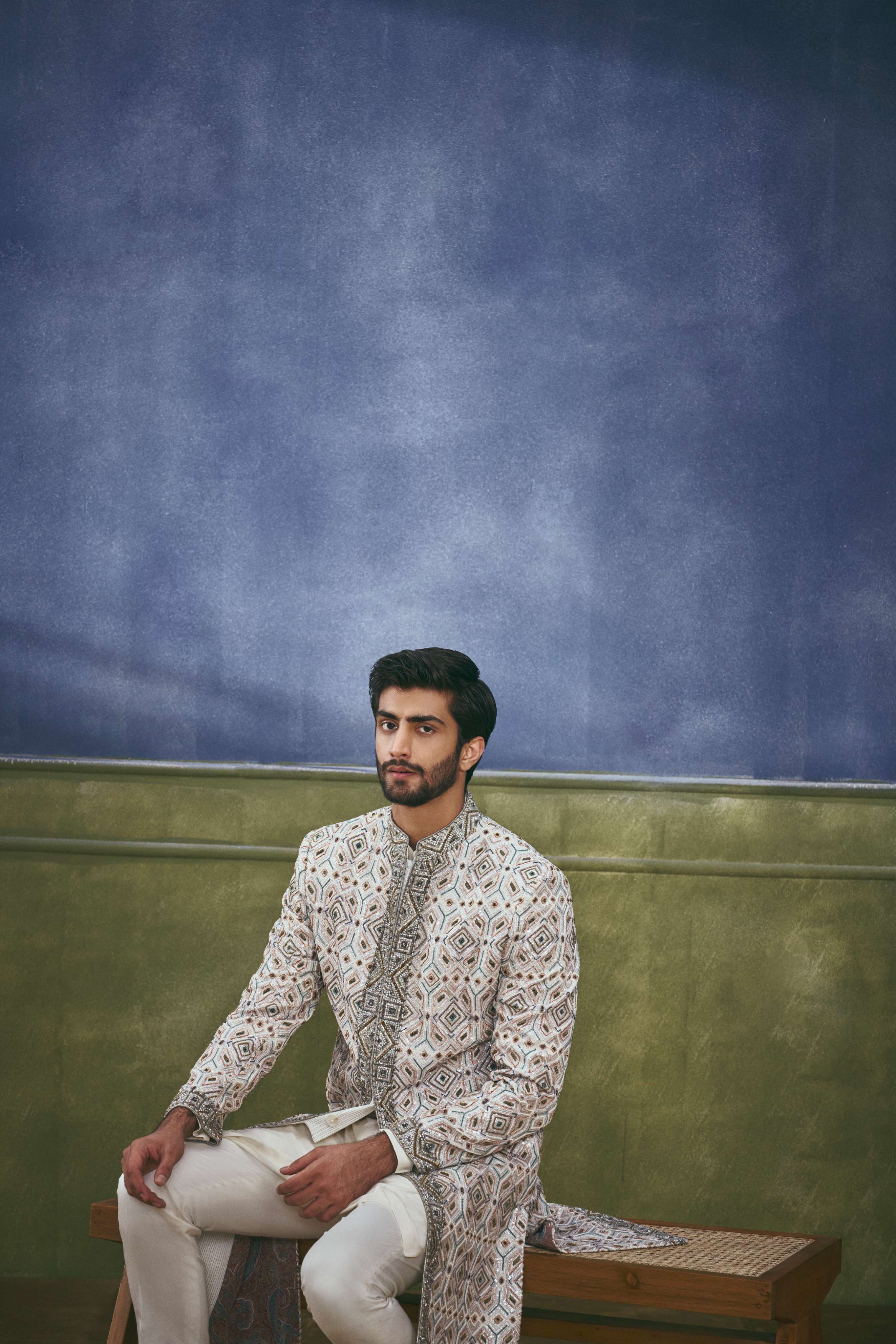 Geo-Metallic Embellished Sherwani Set