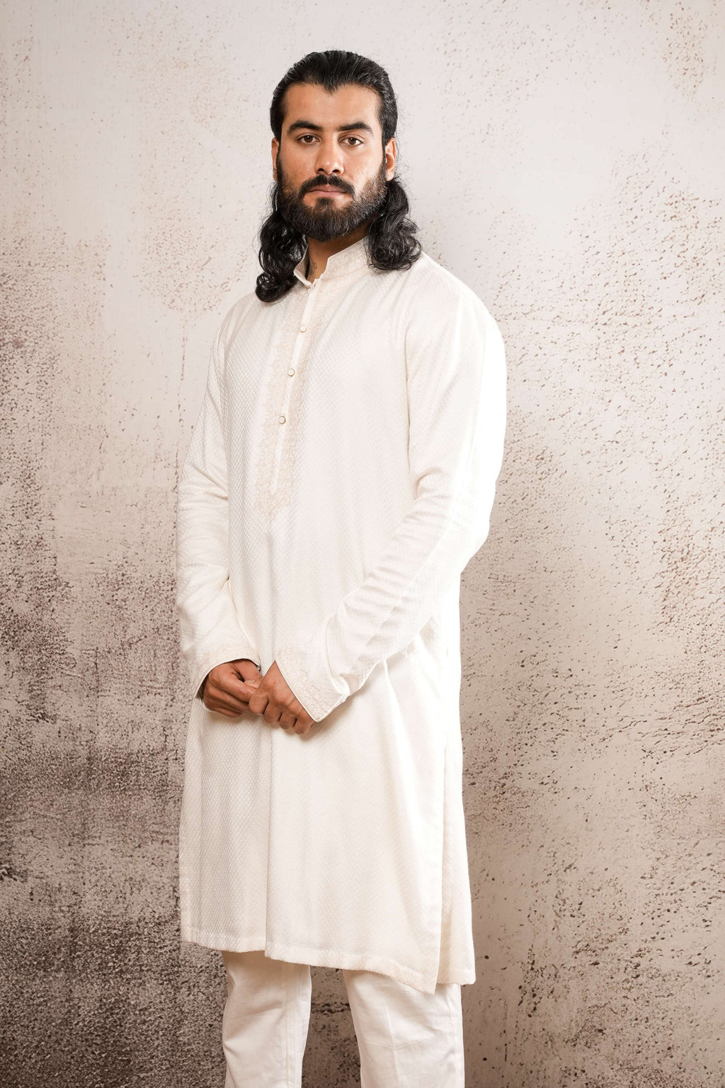 The Ivory Dori-Couching Textured Kurta Set