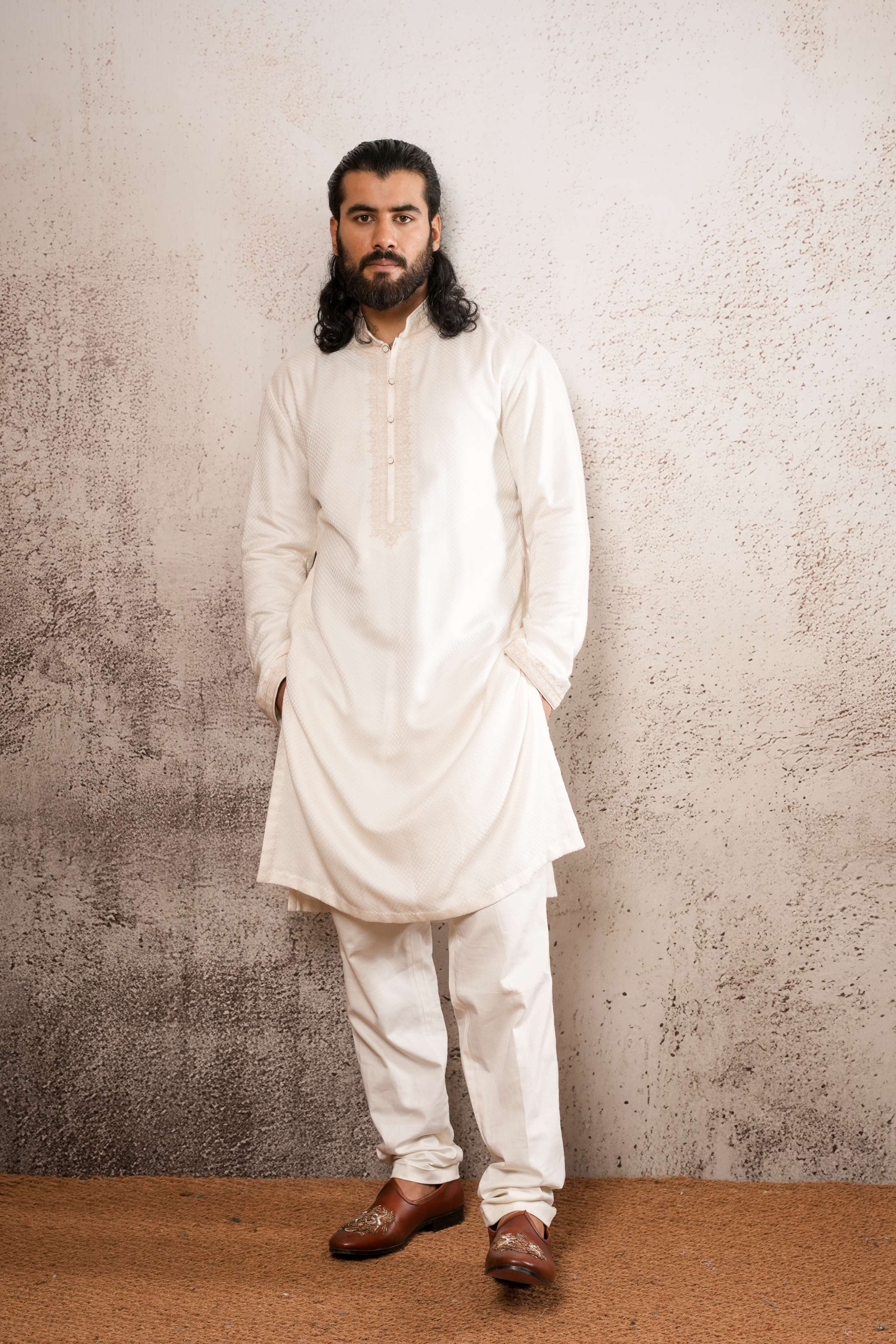 The Ivory Dori-Couching Textured Kurta Set